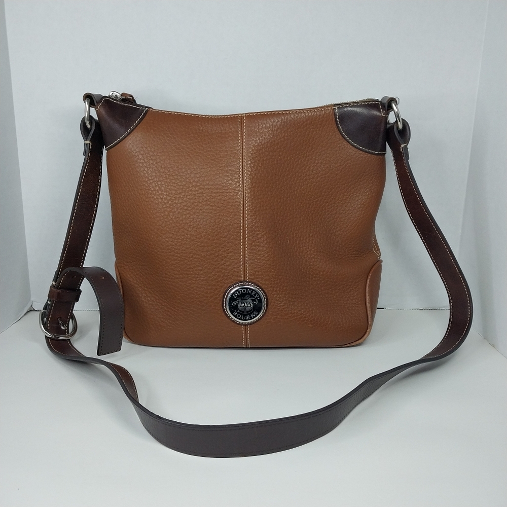 Dooney & Bourke All Weather Leather 2 Shoulder Brown Pebble Tote Bag - Picture 1 of 16